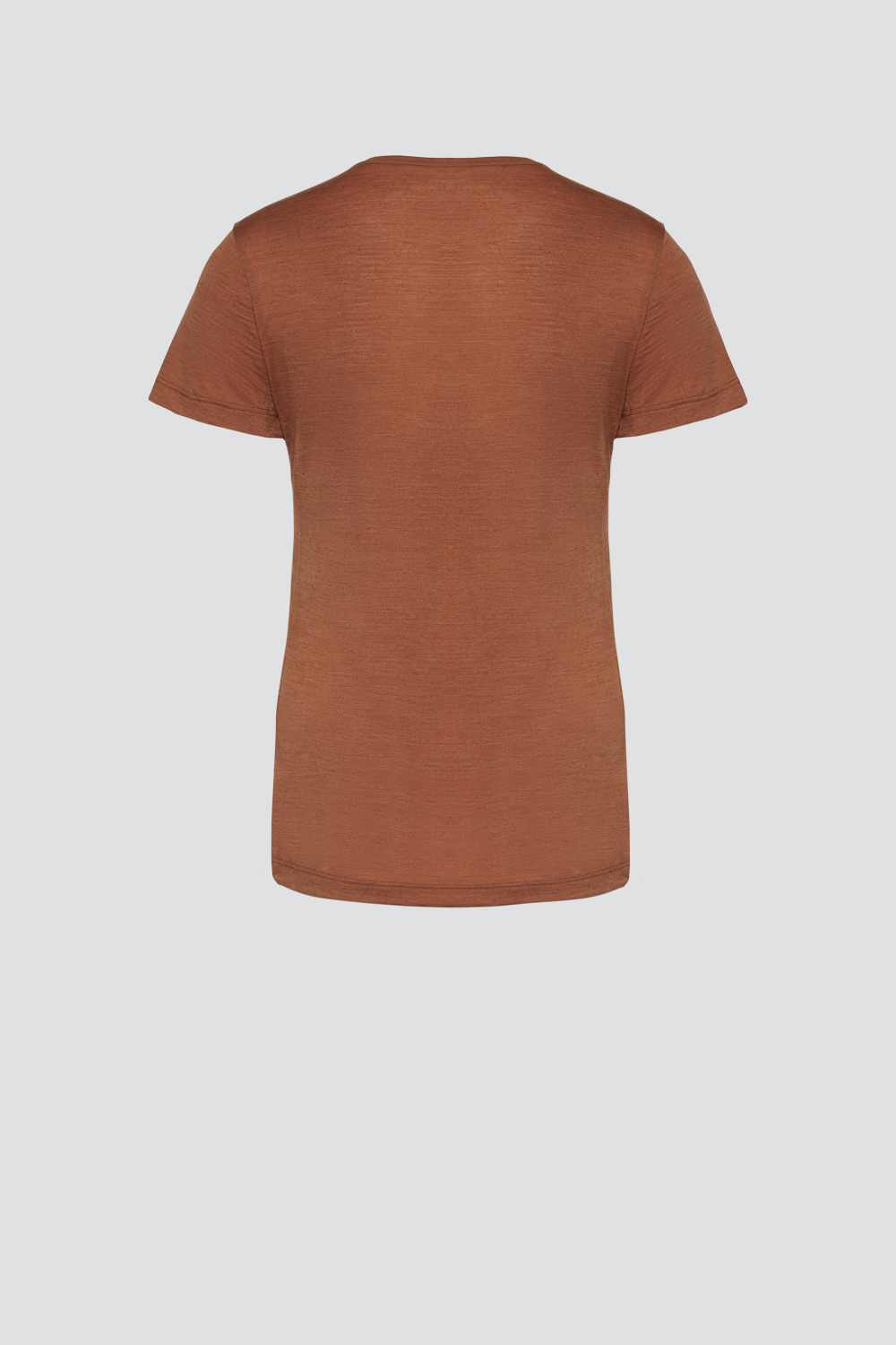 Produktbild Rückansicht Shirt aus Wolle-Lyocell-Mischqualität von Comazo in der Farbe Ginger mit Rundhalsausschnitt