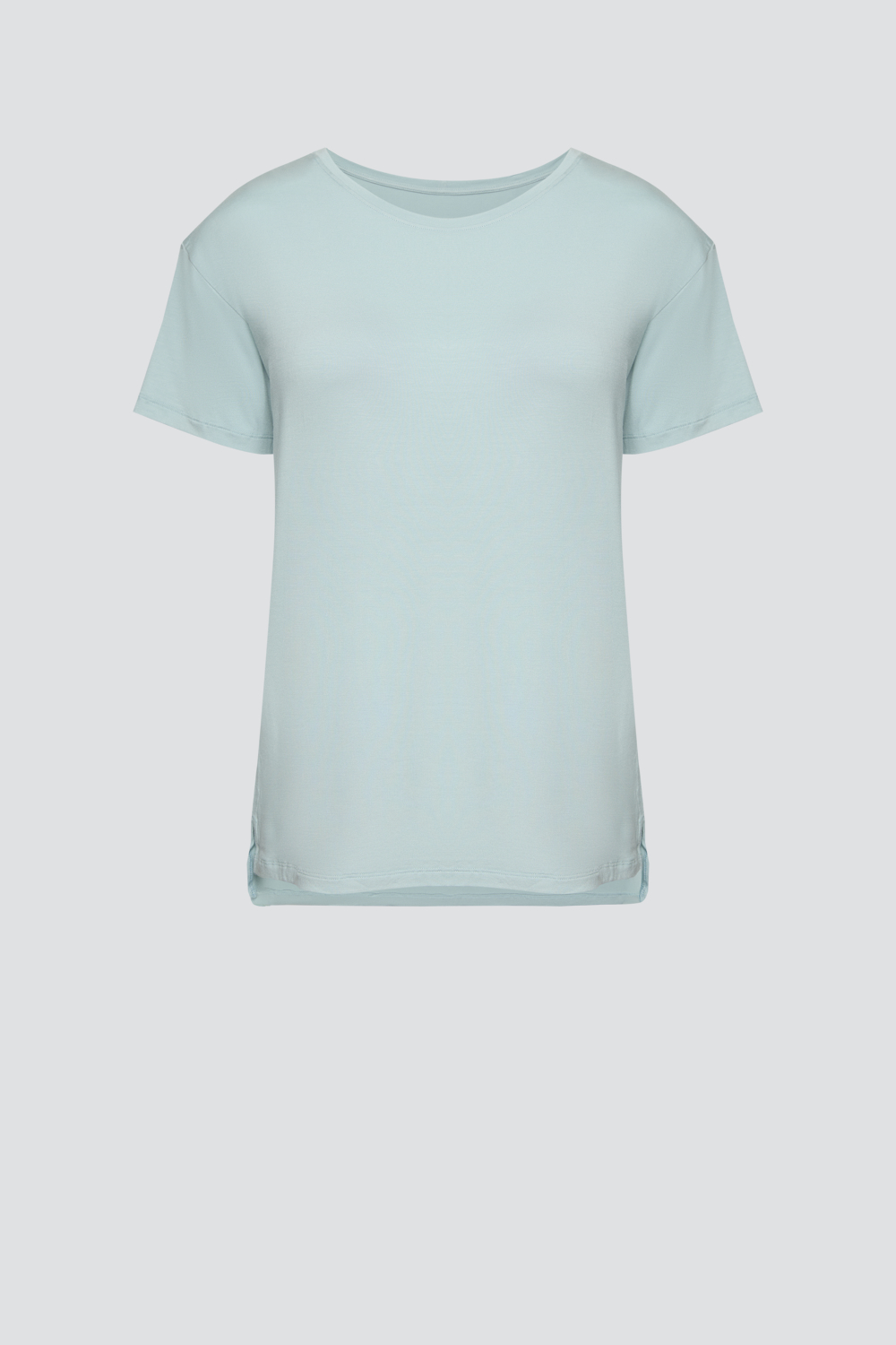 Produktbild Vorderansicht Comazo Damen Schlafshirt aus Micromodal Farbe Waterblue