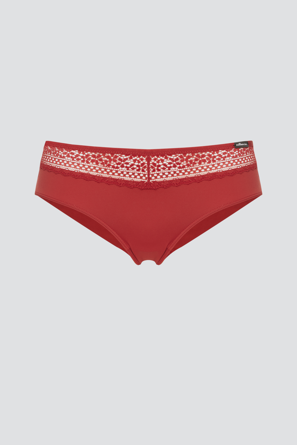 Produktbild Vorderansicht Comazo Damen Panty Farbe Cherry mit Spitze