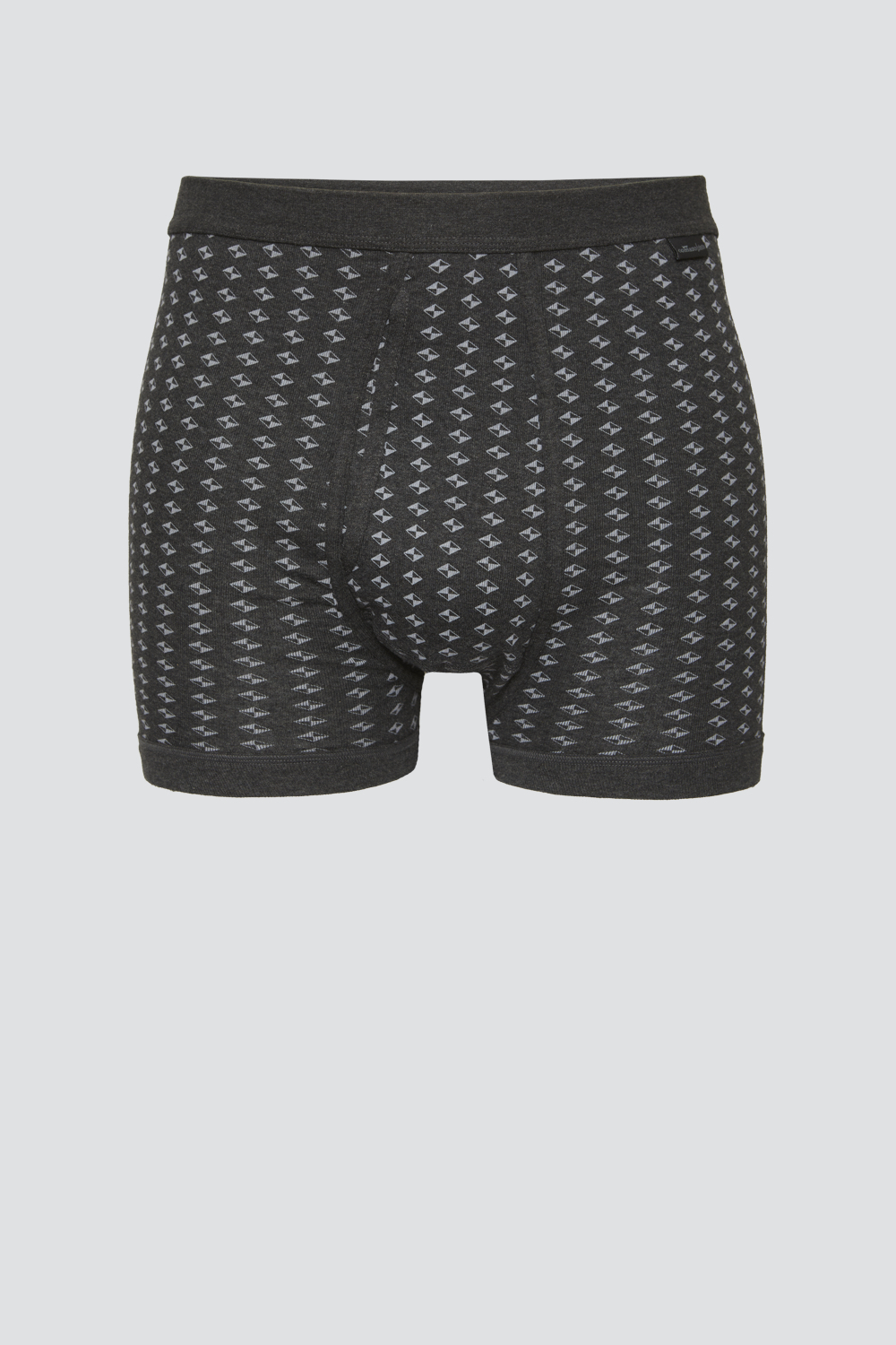 Produktbild Vorderansicht Comazo Herren Unterhose kurz mit Eingriff Farbe Dunkelgrau-Melange gemustert
