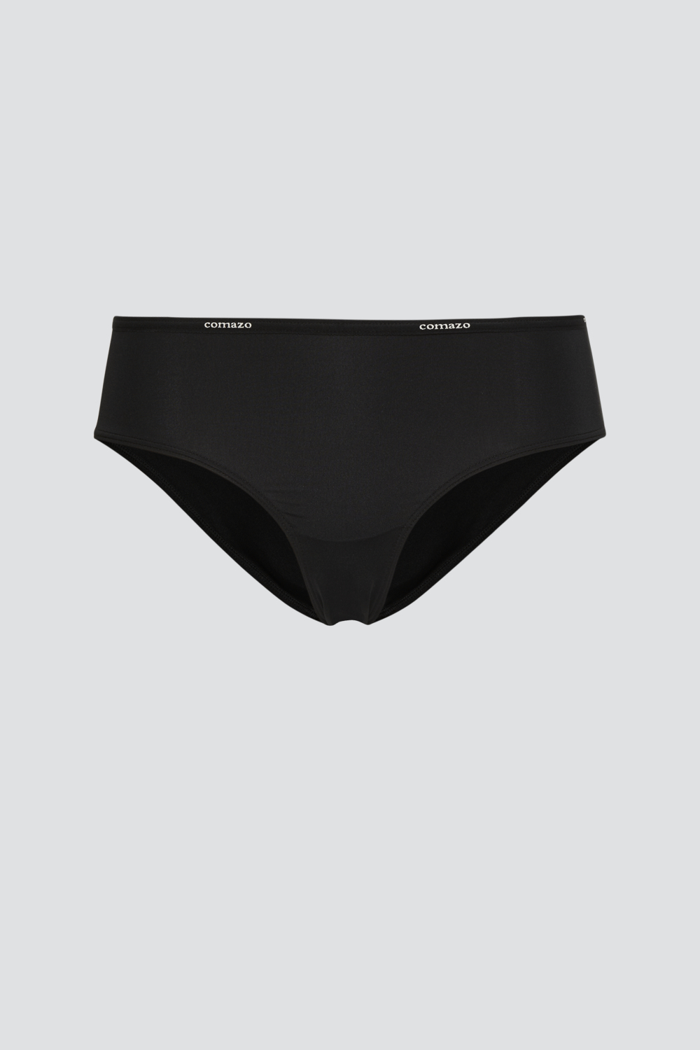 Produktbild Vorderansicht Jazz-Pants low-cut mit Microfaser-Touch von Comazo in der Farbe Schwarz mit schwarzem Bund mit Comazo-Logo Druck