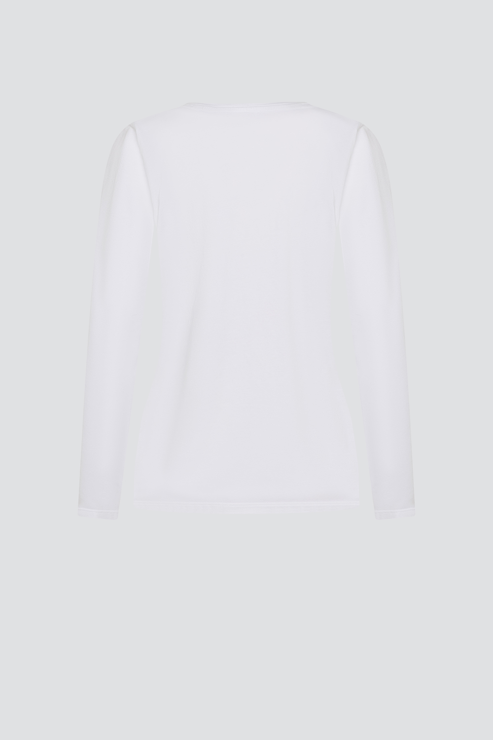 Produktbild Rückansicht Basic Shirt langarm von Comazo in der Farbe Weiß mit Rundhalsausschnitt