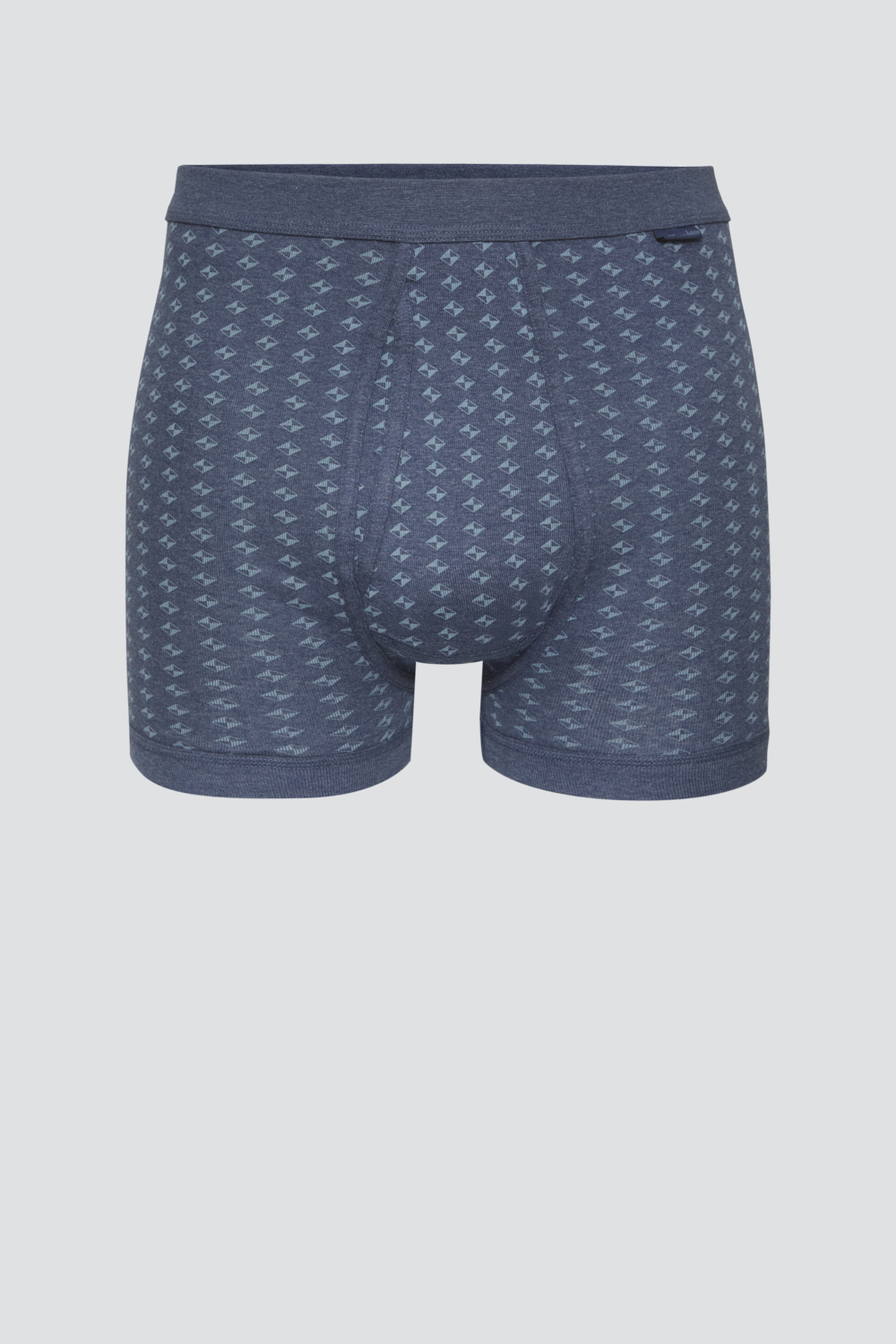 Produktbild Vorderansicht Comazo Herren Unterhose kurz mit Eingriff Farbe Blau-Melange gemustert