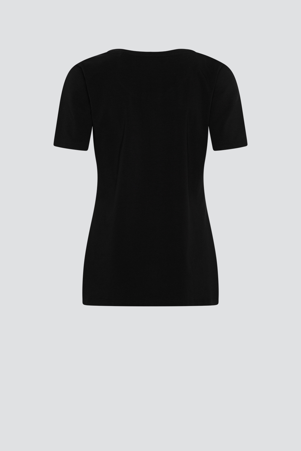 Product image front view of basic short-sleeve shirt by Comazo in the color Black with a crew neckline.