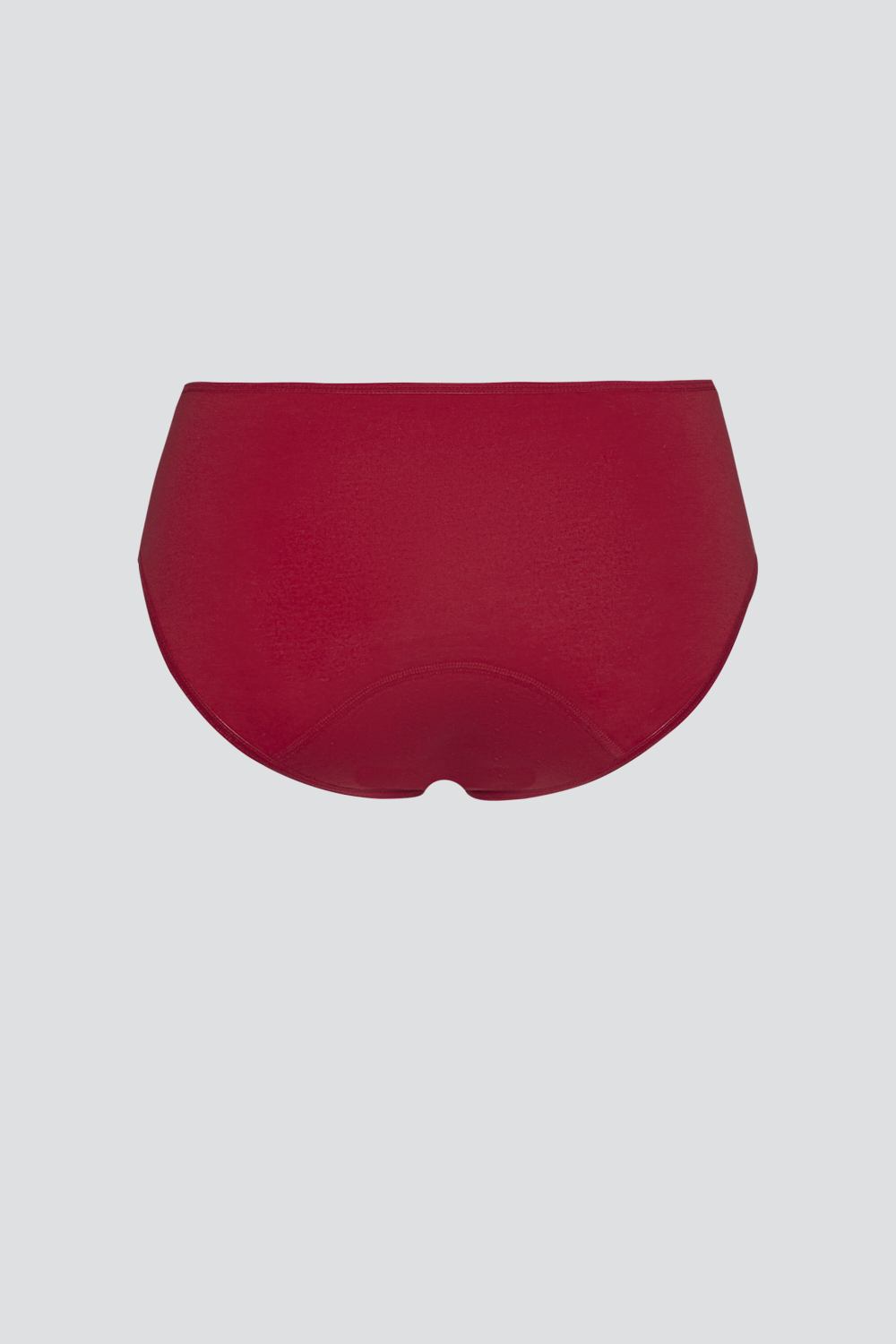 Produktbild Rückansicht Fairtrade Perioden-Slip "Medium" von Comazo in der Farbe Rubinrot mit integriertem Auslaufschutz