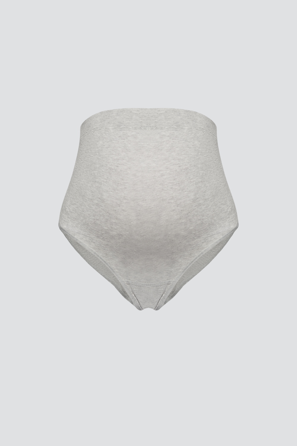 Product image front view – Fairtrade maternity slip by Comazo in grey melange with extra-high front panel