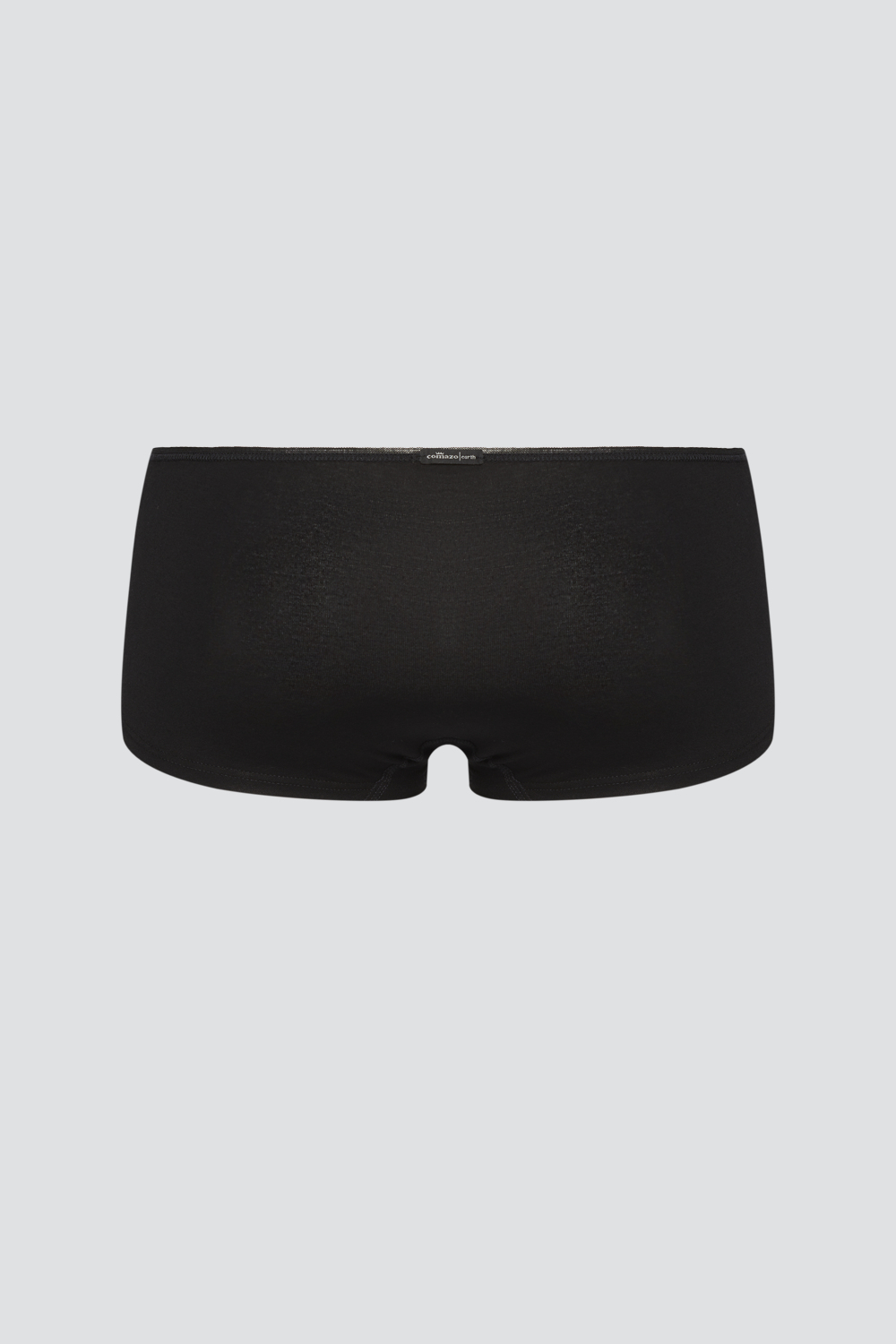 Produktbild Rückansicht Fairtrade Pants von Comazo in der Farbe Black mit Zierschleife und seitlichen Einsätzen mit edler Spitze.