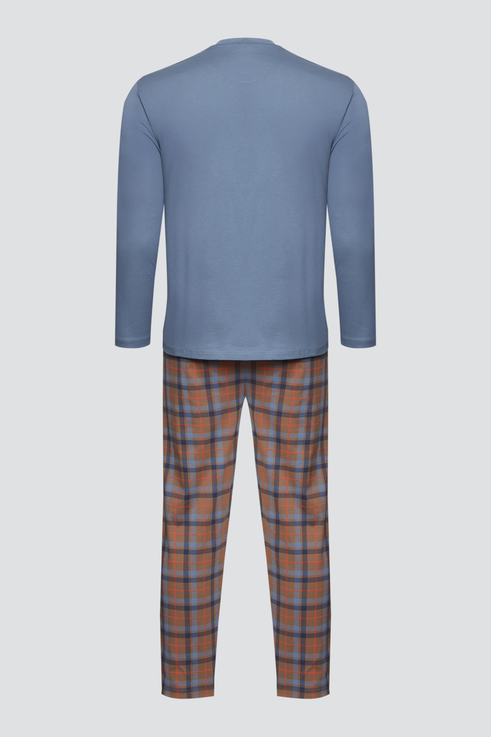 Produktbild Rückansicht Comazo Herren Schlafanzug lang Farbe Smokey Blue