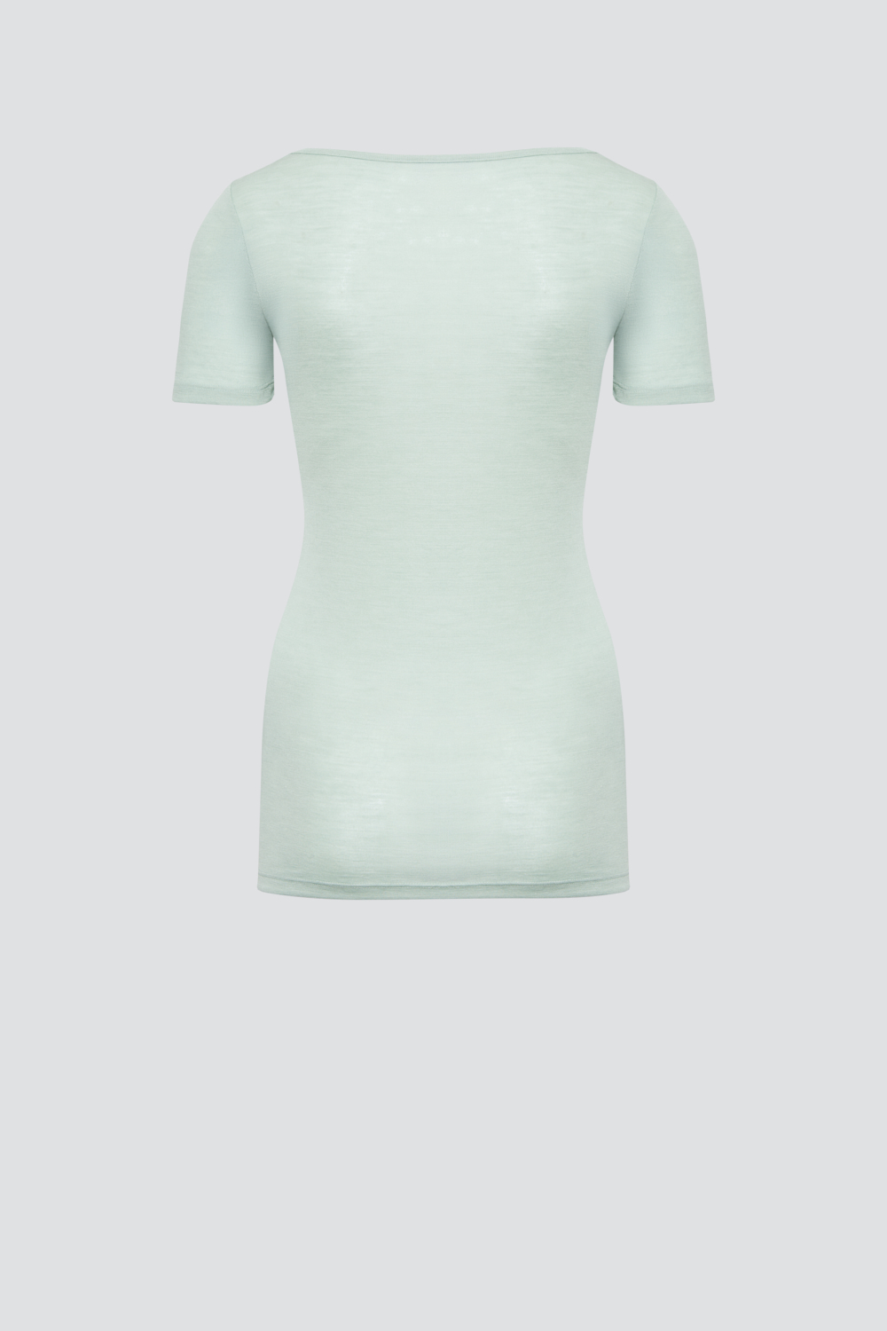 Produktbild Rückansicht Comazo Damen Merinowolle-Seide Shirt mit Spitze Farbe Salbei