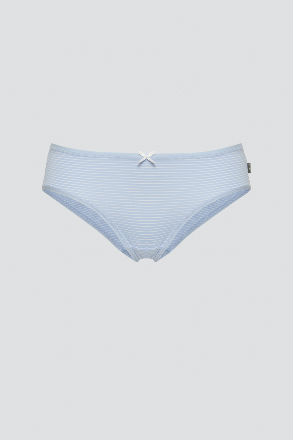 Produktbild Vorderansicht Mini-Slip gestreift in der Farbe Bluebell/Weiß mit Zierschleife