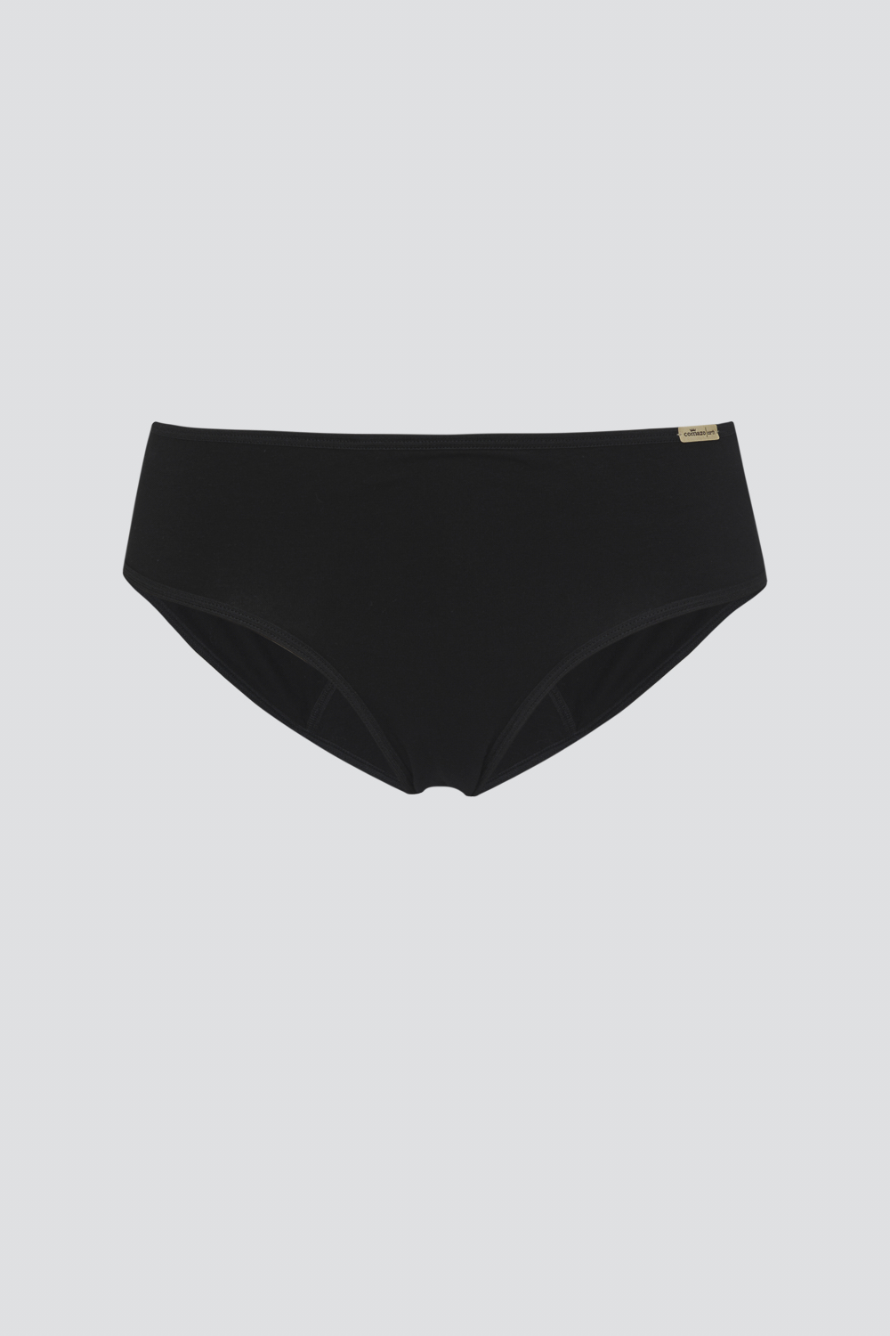 Produktbild Rückansicht Fairtrade Perioden-Slip "Medium" von Comazo in der Farbe Schwarz mit integriertem Auslaufschutz