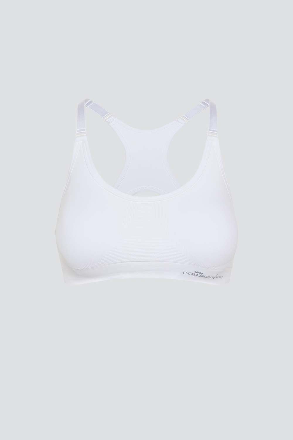 Produktbild Vorderansicht Seamless Soft-BH/Sport BHSoft-BH/Sport BH von Comazo in der Farbe Weiß