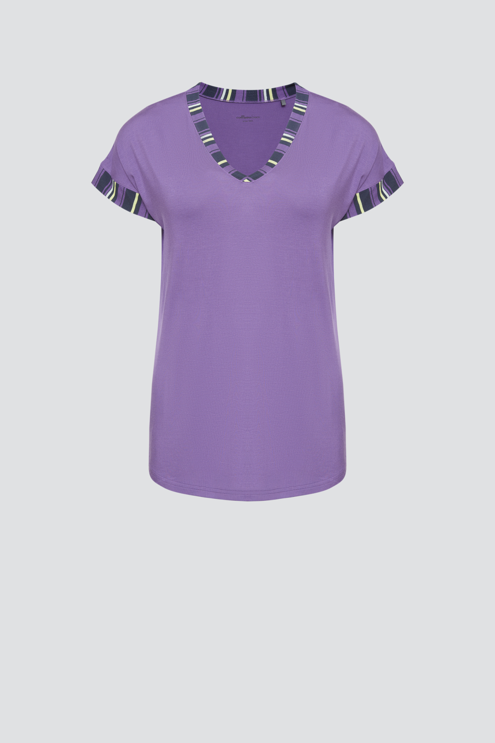 Produktbild Vorderansicht Comazo Damen Shirt 1/4 Arm aus Mircromodal mit V-Ausschnitt Farbe Purple