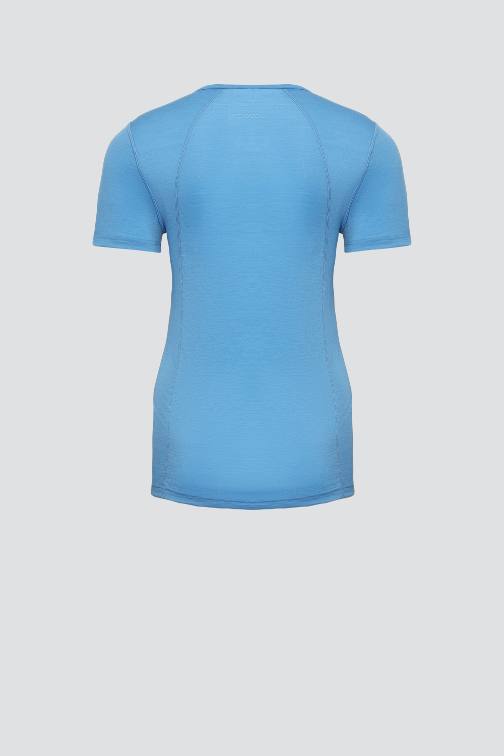 Produktbild Rückansicht Comazo Damen Shirt kurzarm aus Merinowolle Farbe Blau