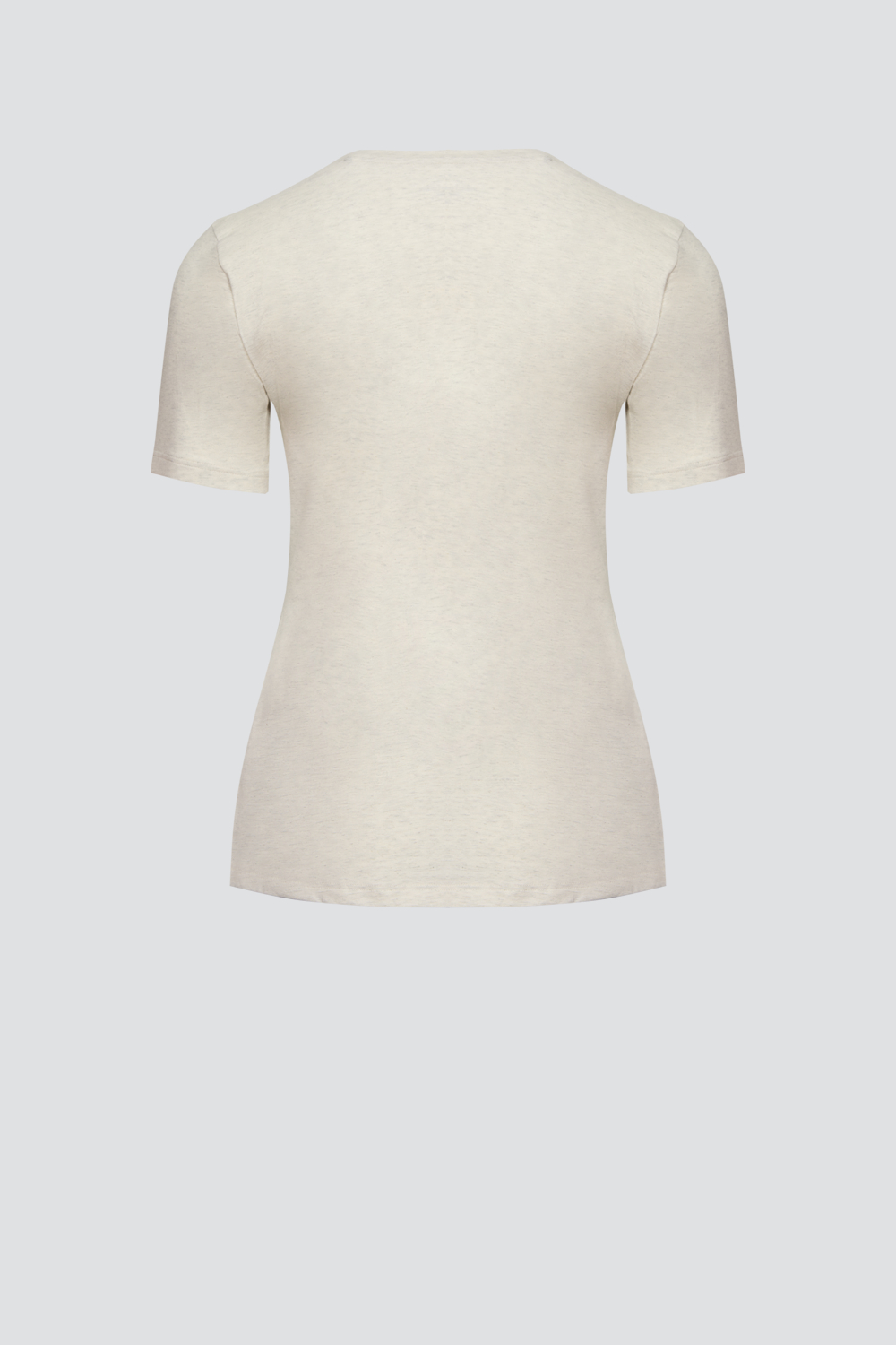 Produktbild Rückansicht Basic Shirt kurzarm von Comazo in der Farbe Ecru-Melange mit Rundhalsausschnitt