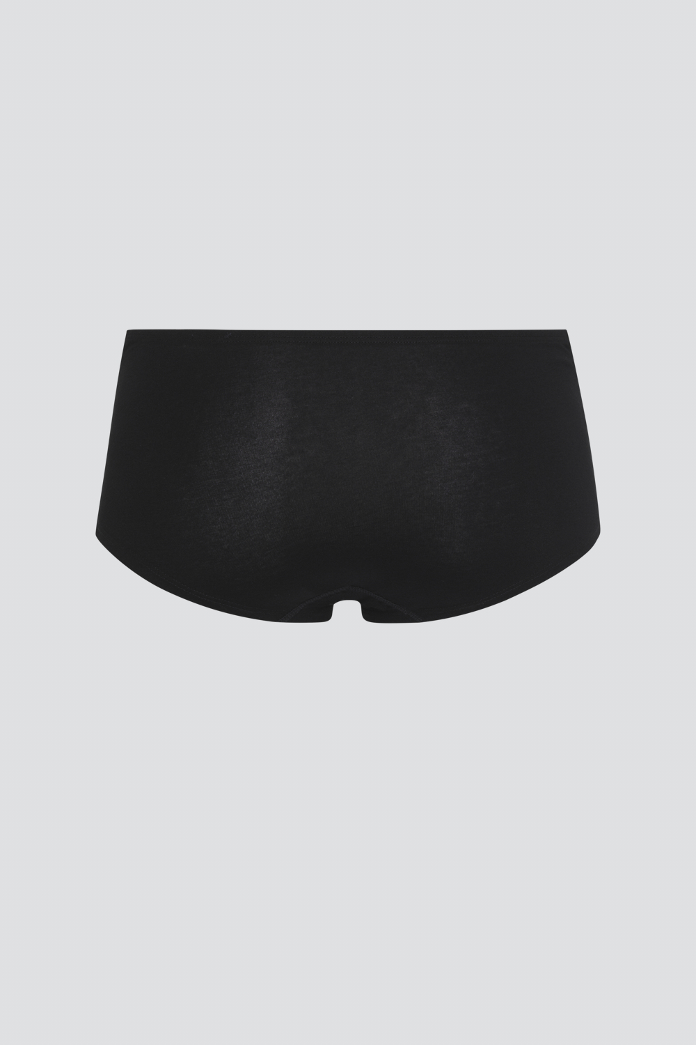 Produktbild Rückansicht Fairtrade  Umstands-Pants von Comazo in der Farbe Schwarz mit extra hohem Leib im Vorderteil