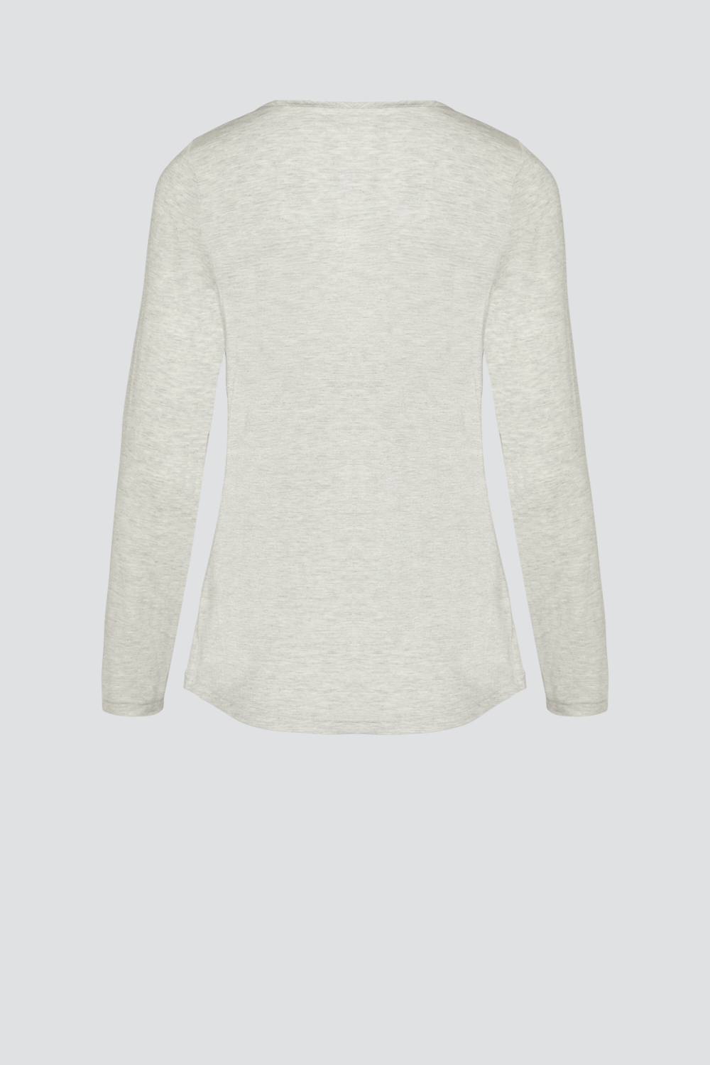 Produktbild Rückansicht Langarm-Schlafshirt aus Micromodal von Comazo in der Farbe Grau mit zarten Spitzen-Details