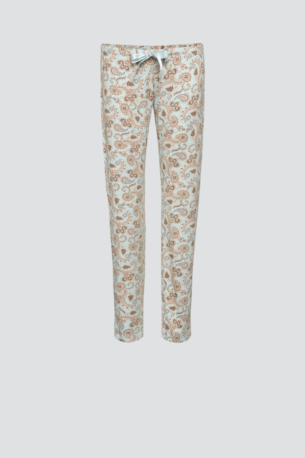 Produktbild Vorderansicht Comazo Damen Schlafhose aus Micromodal Farbe Water Blue Print