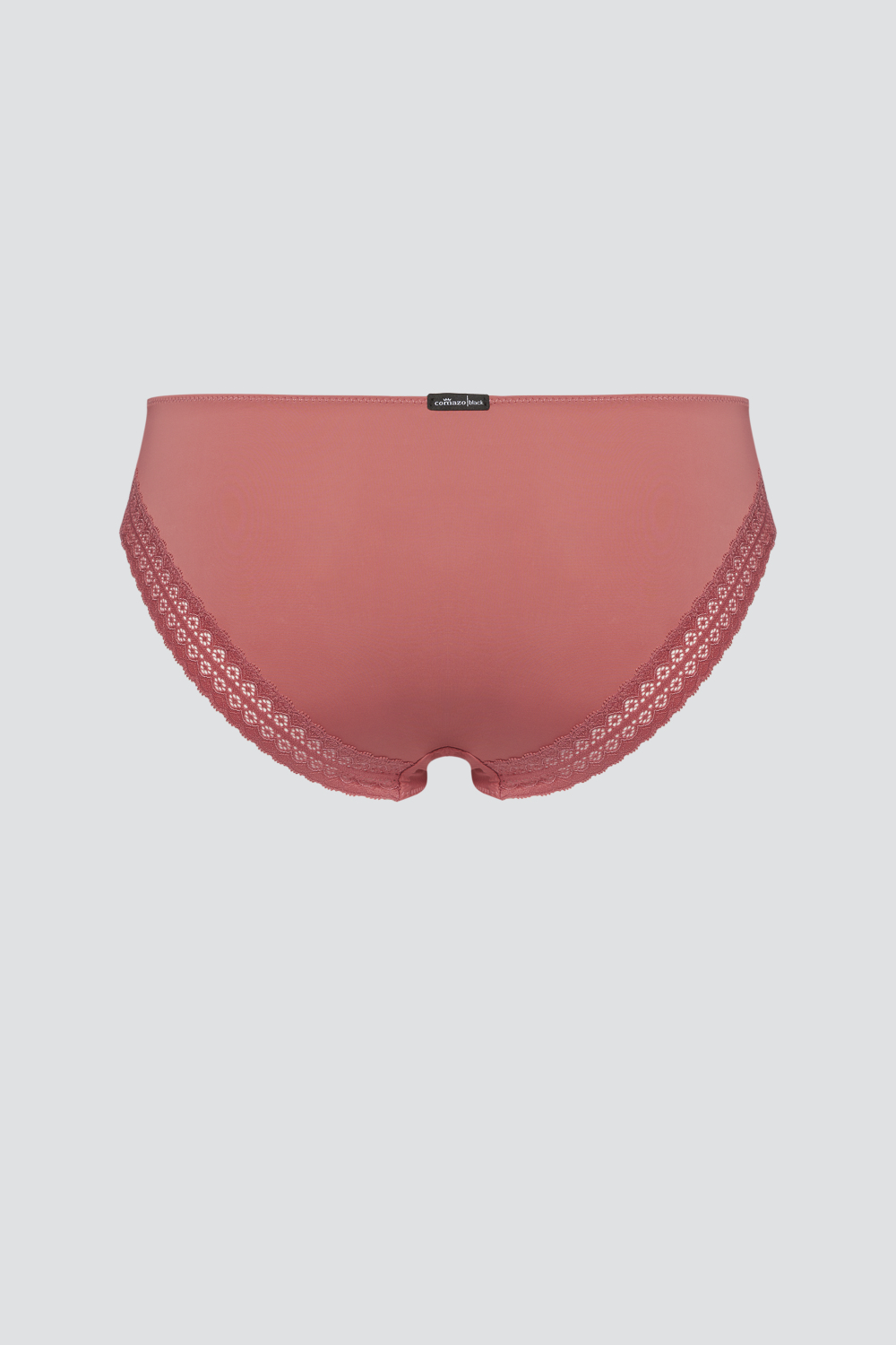 Produktbild Rückansicht Jazz-Pants von Comazo in der Farbe Marsala mit verführerischen Spitzendetails und grafischem Muster