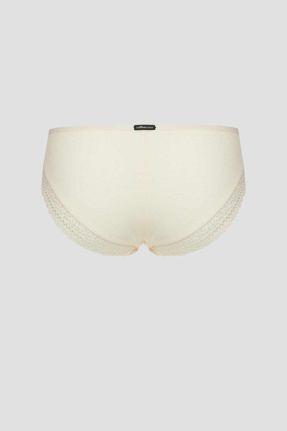 Produktbild Vorderseite Panty von Comazo in der Farbe Ecru mit schönen Spitzen-Details