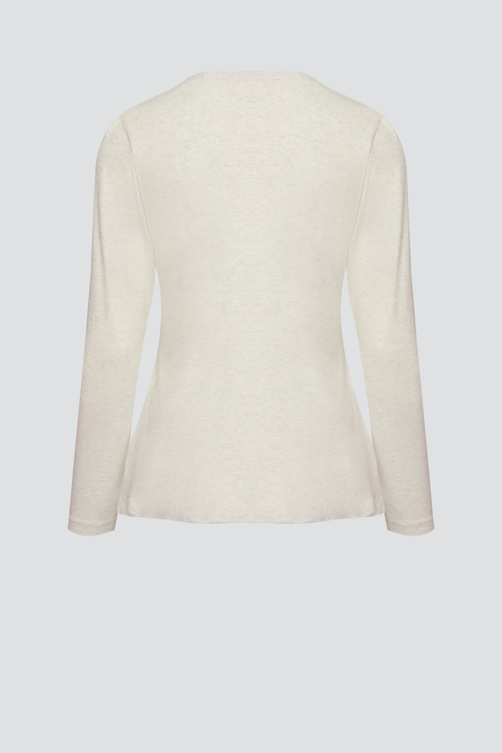 Produktbild Rückansicht Comazo Damen Basic Shirt langarm Farbe Ecru-Melange