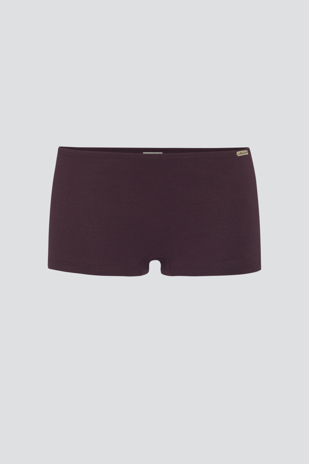 Product image, front view: Fairtrade panty from Comazo in burgundy, made from 100% cotton in fine-rib quality.