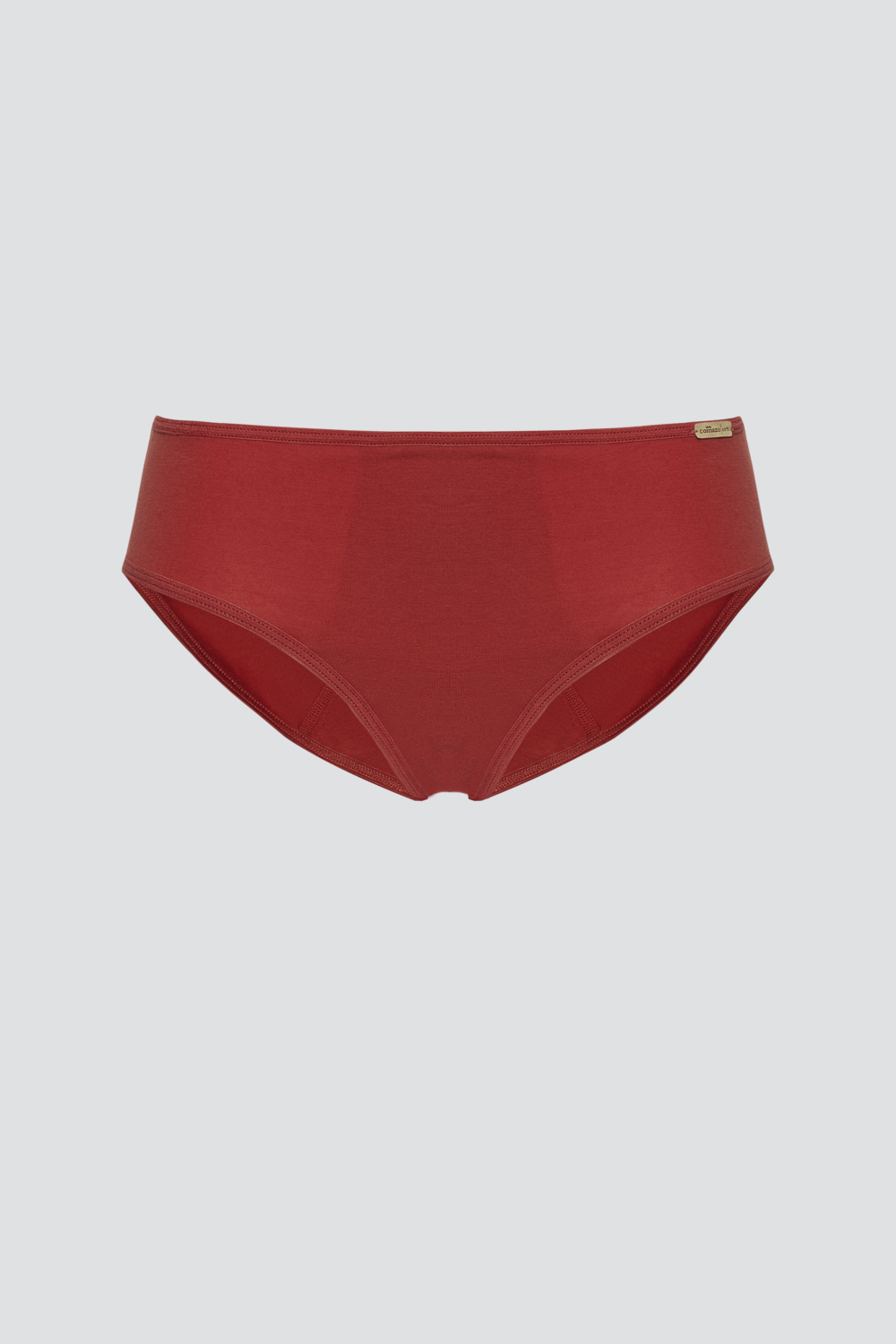 Produktbild Vorderansicht Comazo Damen Fairtrade Perioden-Slip "Medium" Farbe Cranberry