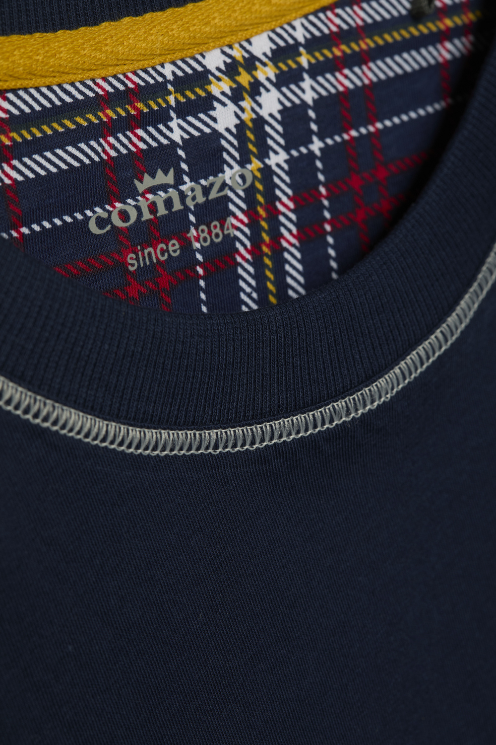 Detailbild Comazo Langarm Schlafshirt mit Brusttasche Farbe Indigo