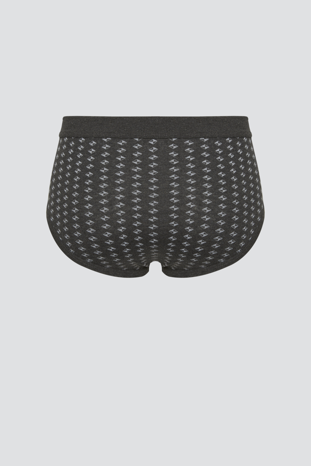 Produktbild Rückansicht Comazo Herren Slip mit Eingriff aus 100% Baumwolle Farbe Dunkelgrau-Melange mit Muster