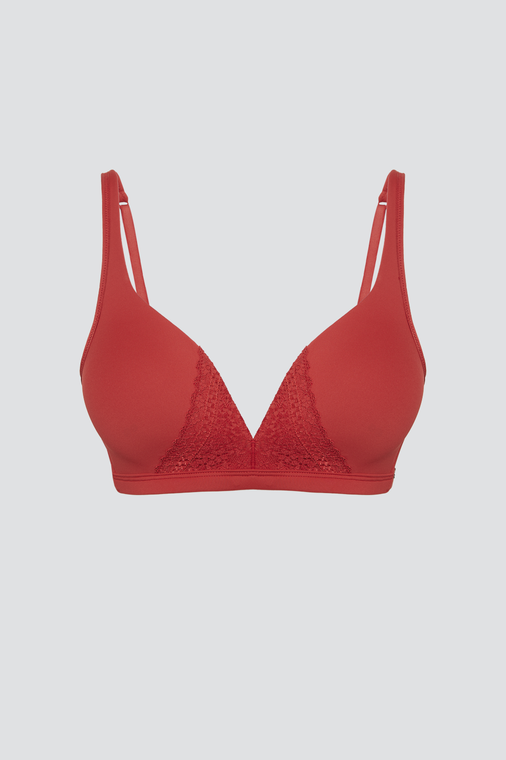 Produktbild Vorderansicht Comazo Damen Triangel-BH Farbe Cherry mit Spitzen-Details