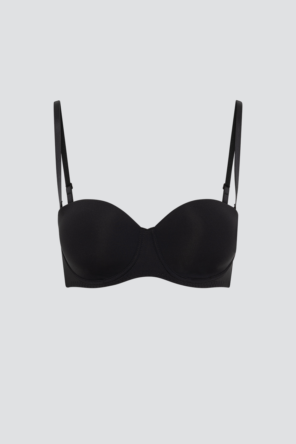 Product image front view: Comazo women's bandeau bra, color black