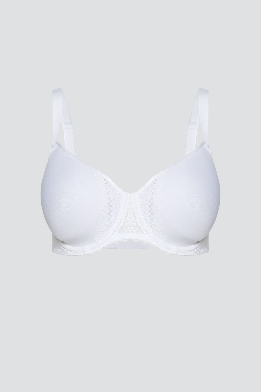Produktbild Vorderansicht Comazo Damen BH mit Spacer Farbe Weiß mit Spitzen-Details