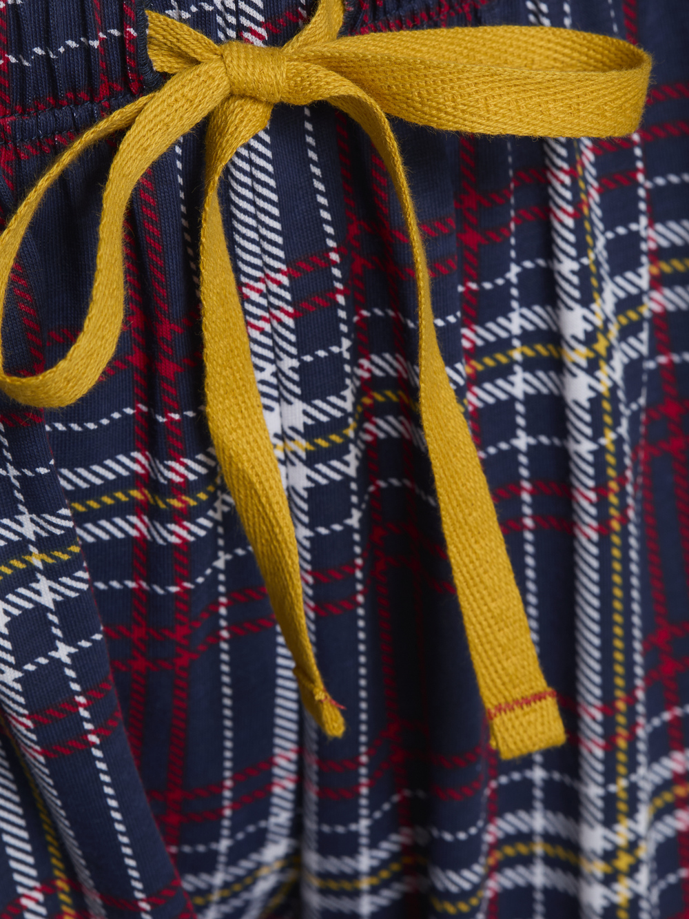 Detailbild Lange Schlafhose aus 100% Baumwolle in Blau und Rot kariert