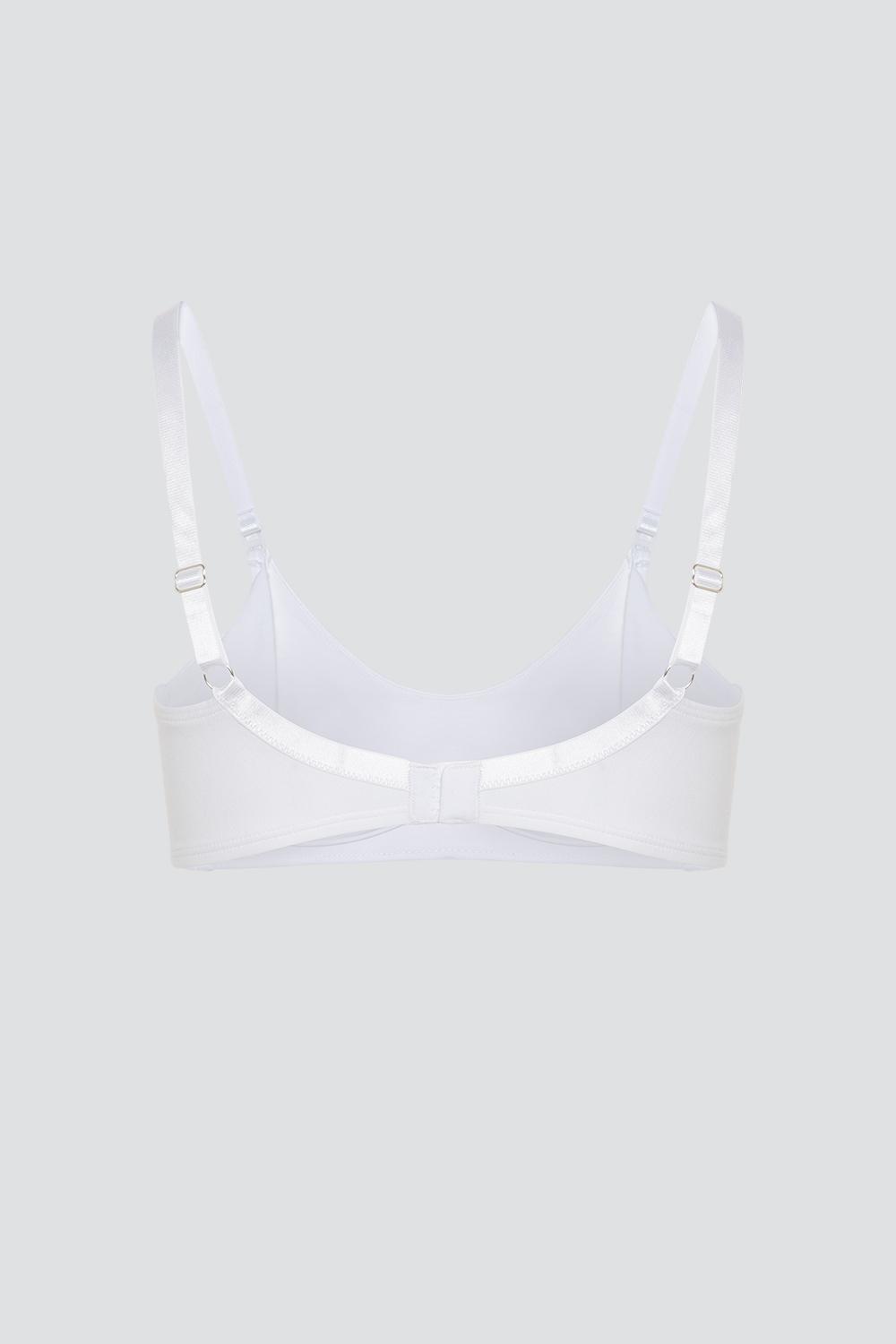 Produktbild Rückansicht Fairtrade Still-BH von Comazo in der Farbe Weiß ohne Bügel,  mit einhändig bedienbarem Klick-Verschluss