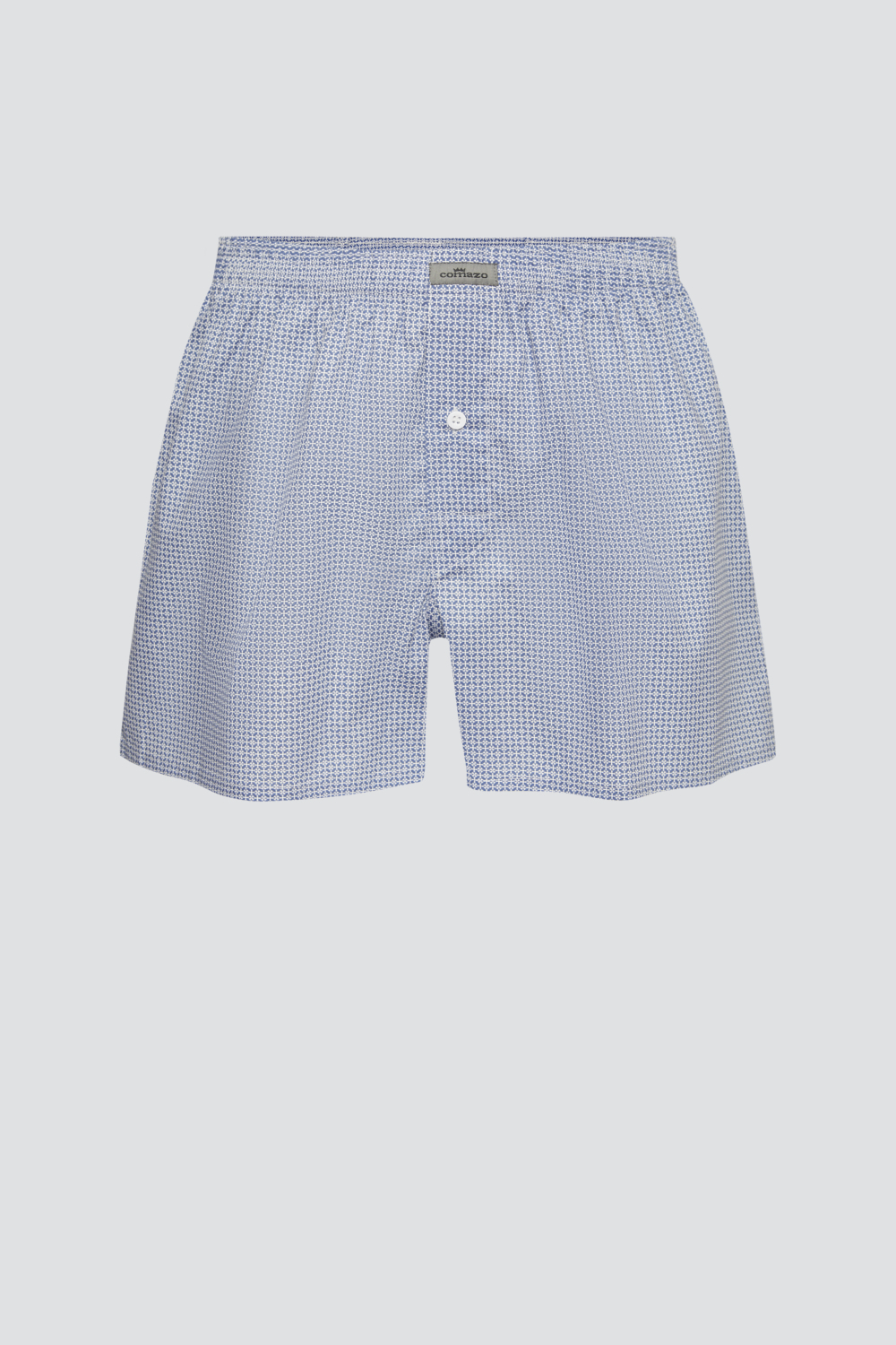 Produktbild Vorderansicht Comazo Herren Boxershorts in Blau-Weiss gemustert