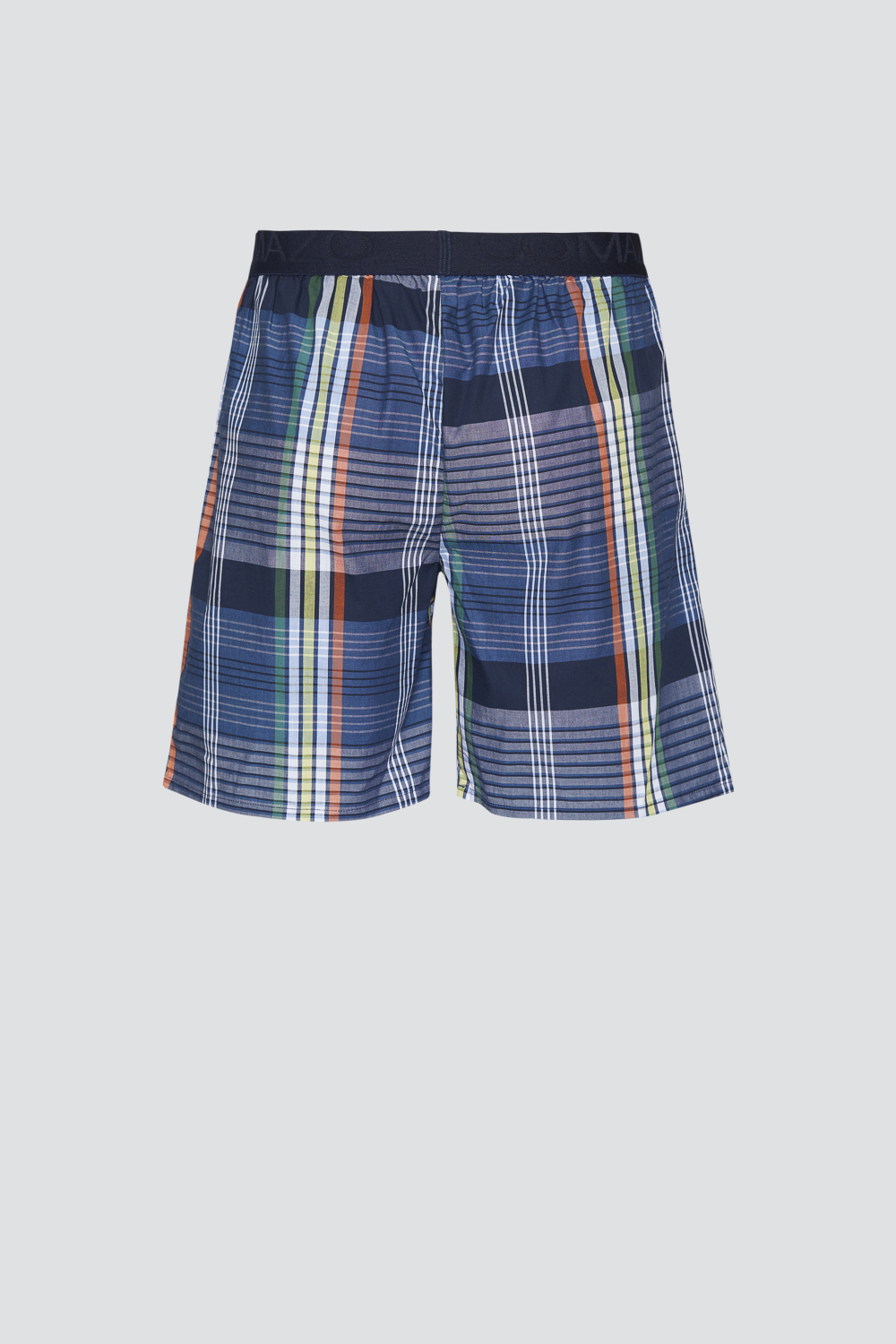 Produktbild Rückansicht Webhose kurz von Comazo in der Farbe Karo aus 100% Baumwolle mit Knopfleiste und aufgesetztem Bund