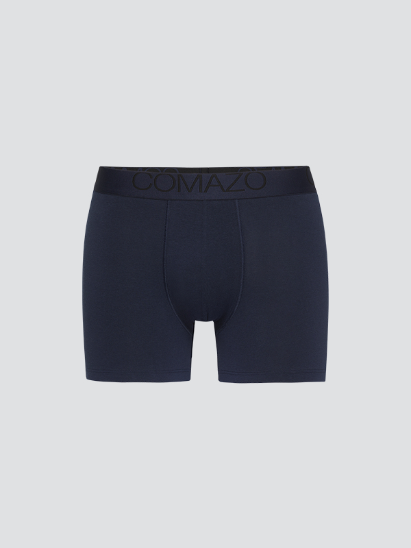 Product image front view of long-leg underwear by Comazo in navy with logo waistband