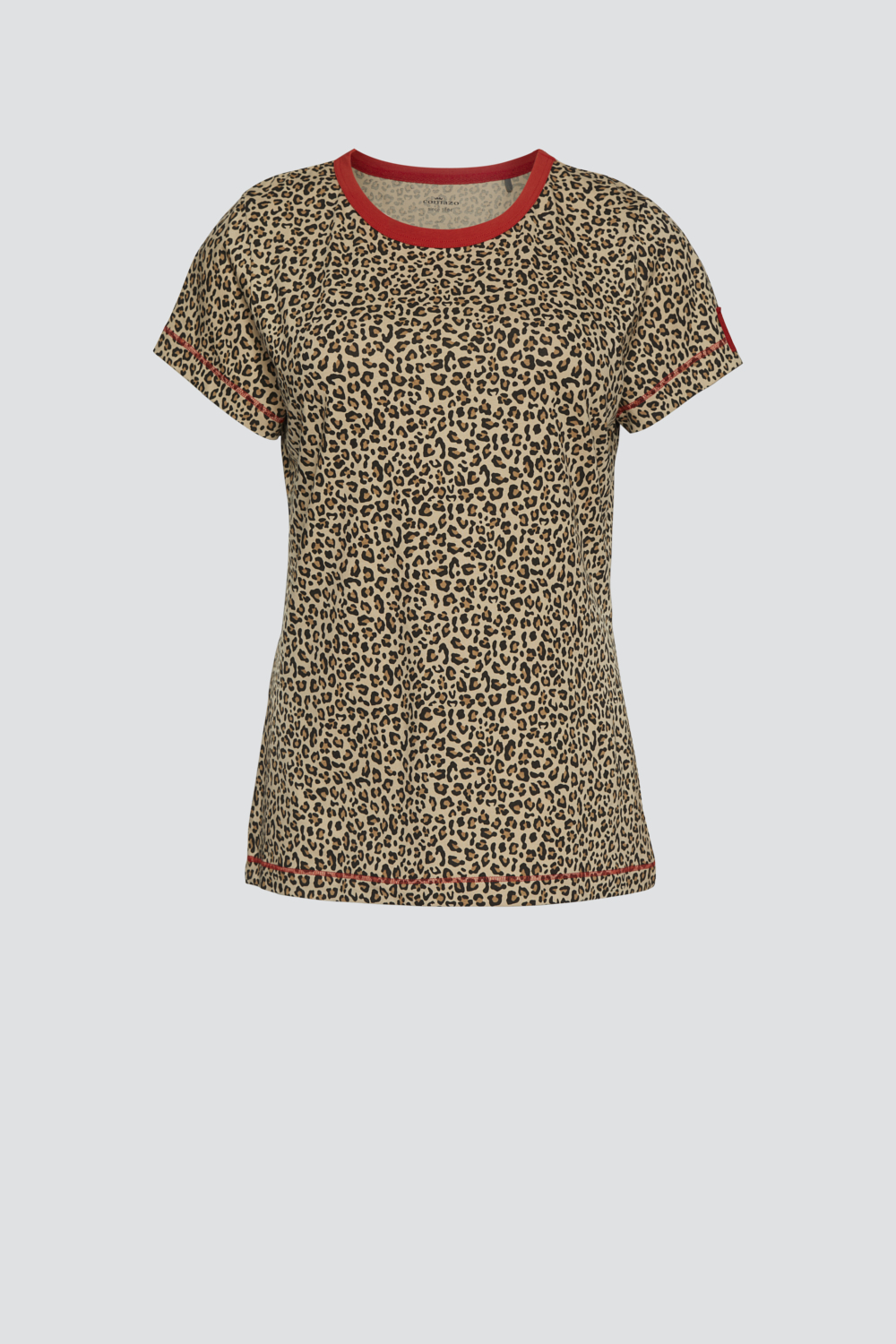 Produktbild Vorderansicht Comazo Damen Shirt Halbarm mit Leo Print