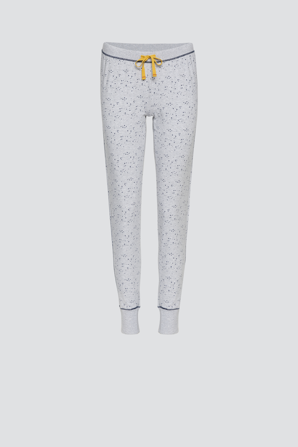 Produktbild Vorderansicht Comazo Damen Bündchen-Hose aus Baumwolle in Grau mit Sternen