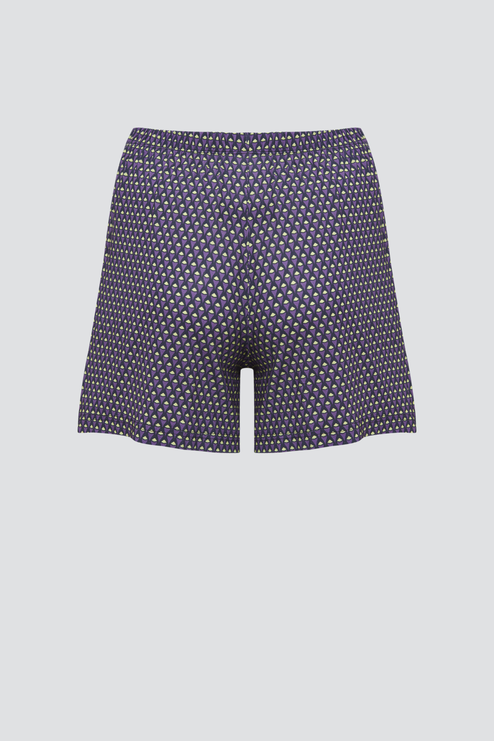 Produktbild Rückansicht Comazo Damen Schlafshorts aus Micromodal Farbe Purple Print