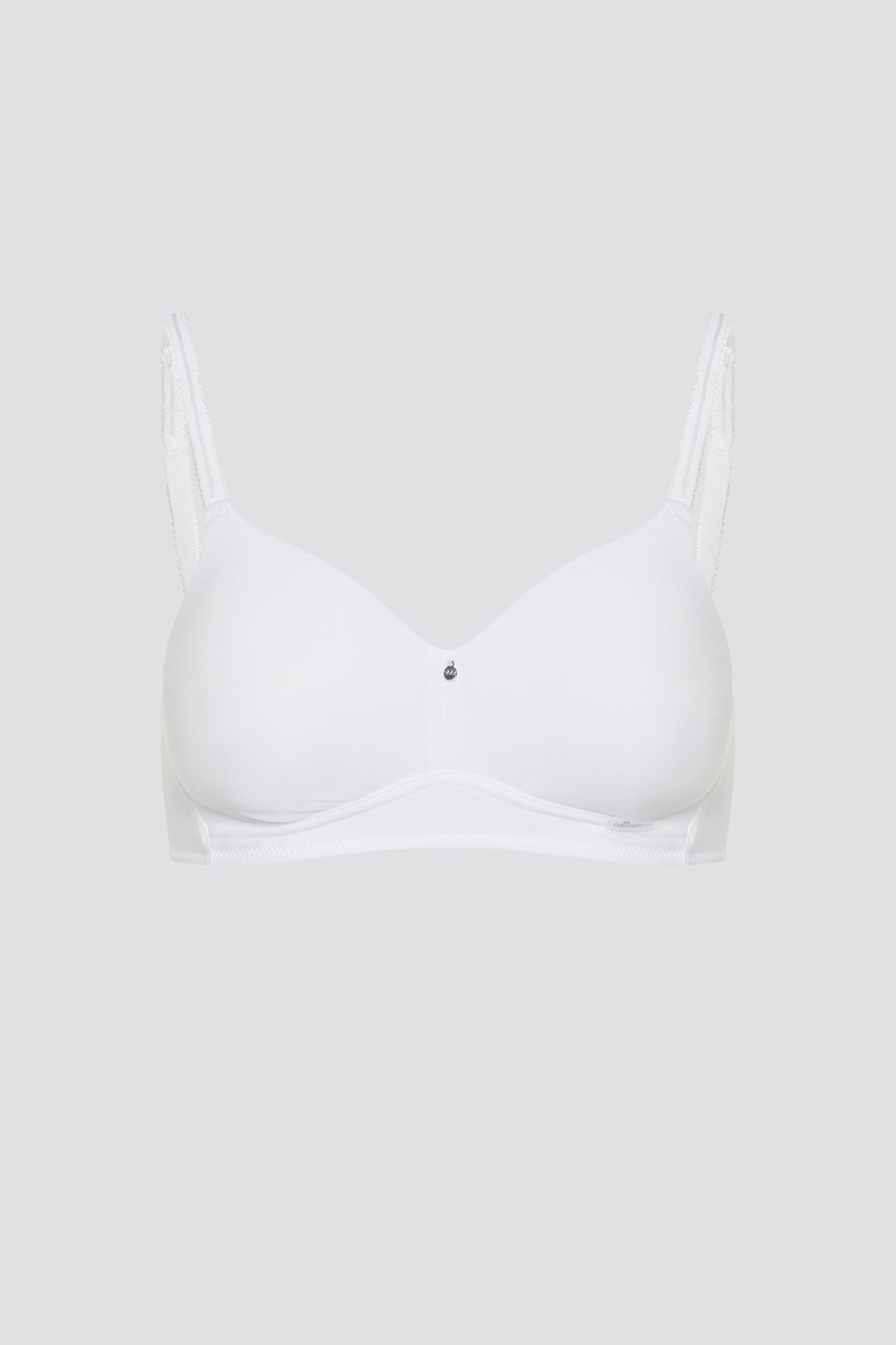 Produktbild Vorderansicht BH ohne Bügel von Comazo in der Farbe Weiß mit Spacer und MicroModal®