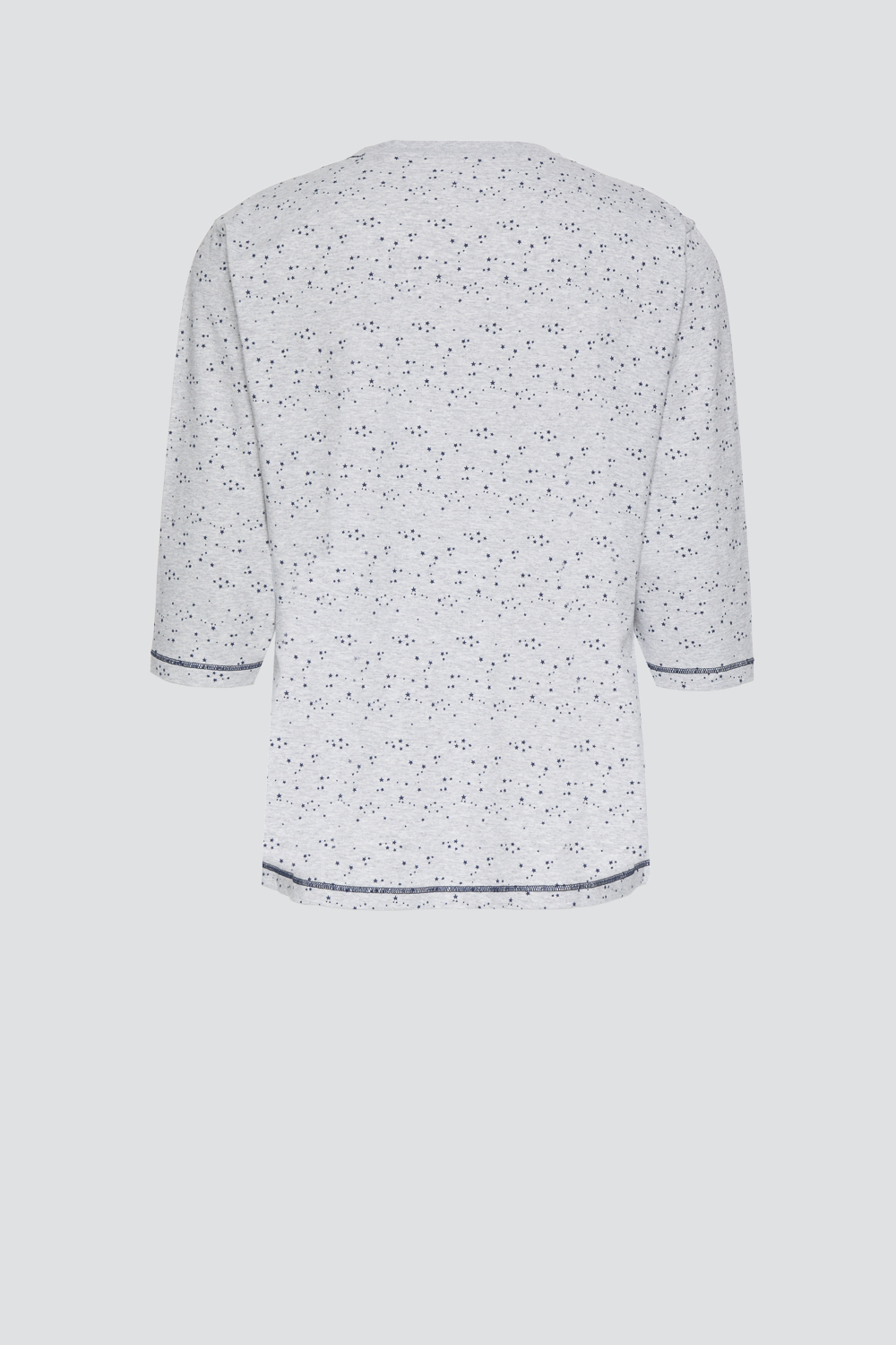 Produktbild Rückansicht Comazo Damen Schlafshirt aus Baumwolle Farbe Grau mit kleinen Sternen
