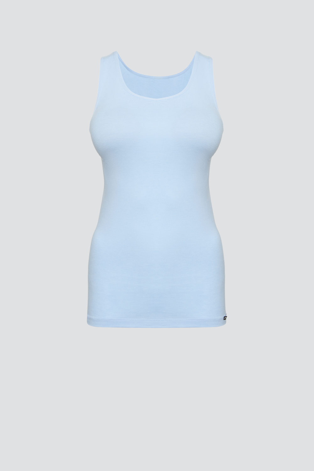 Produktbild Vorderansicht Comazo Damen Unterhemd Achselträger mit Supimabaumwolle Farbe Sky