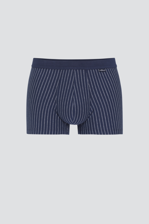 Produktbild Vorderansicht Comazo Herren Trunks Farbe Navy mit Streifen aus Baumwolle