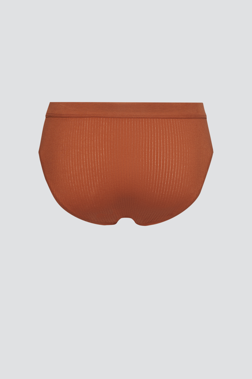 Produktbild Rückansicht Fairtrade Slip von Comazo in der Farbe Zimt mit Nadelzug