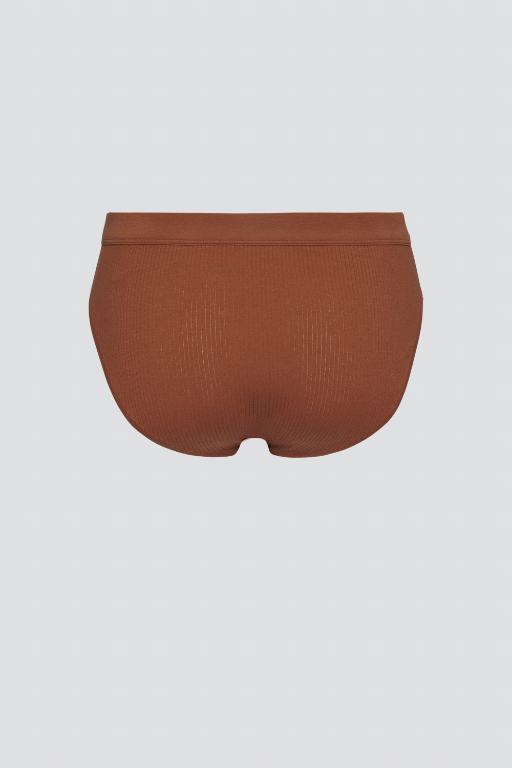 Produktbild Rückansicht Fairtrade Slip von Comazo in der Farbe Zimt mit Nadelzug
