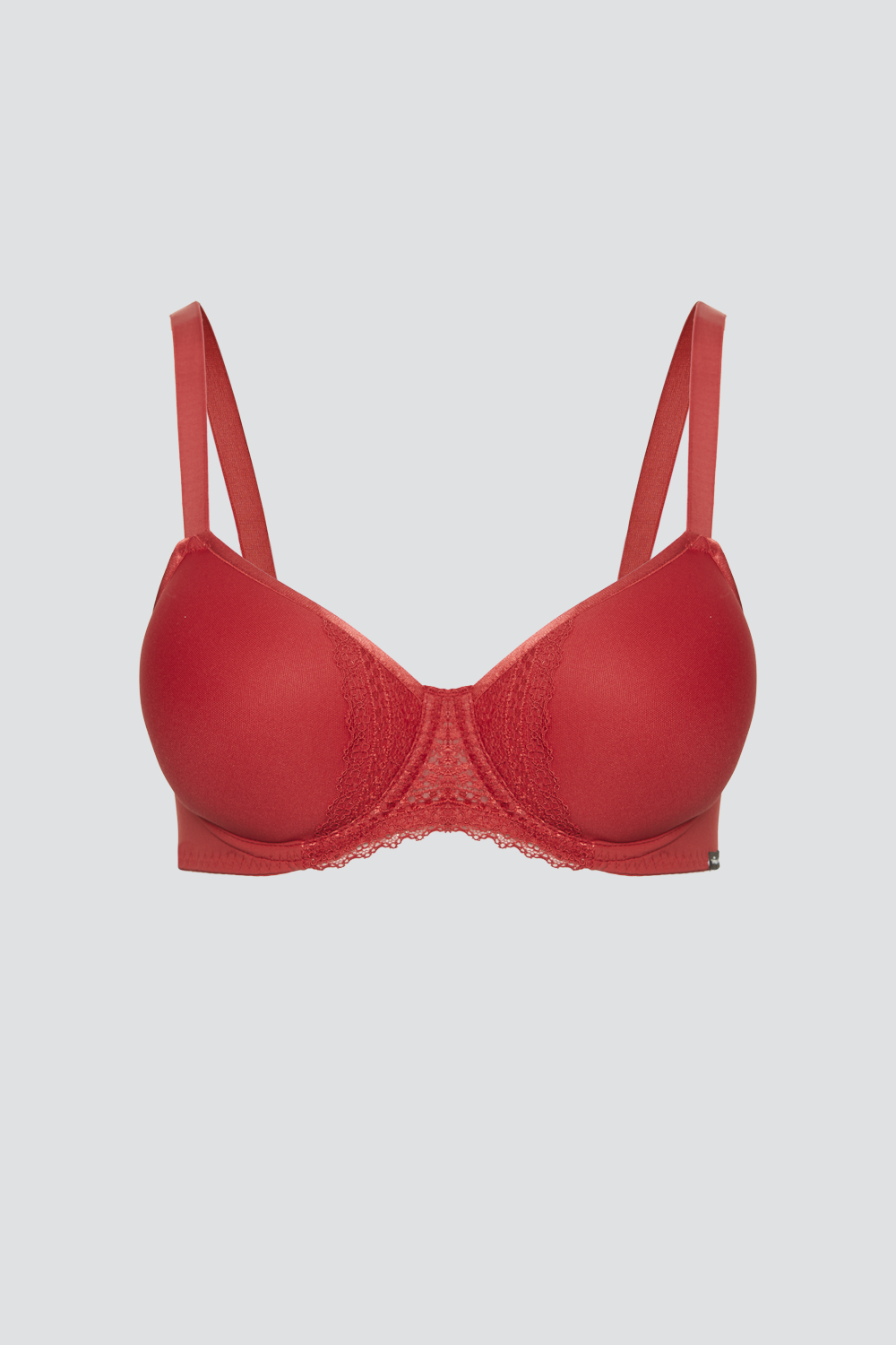 Produktbild Vorderansicht Comazo Damen BH mit Spacer Farbe Cherry mit Spitzen-Details