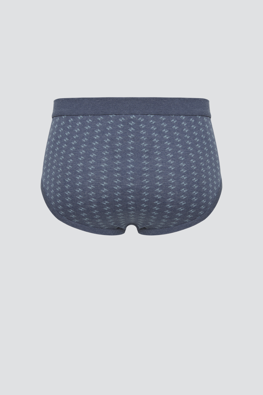 Produktbild Rückansicht Comazo Herren Slip mit Eingriff aus 100% Baumwolle Farbe Blau-Melange mit Muster