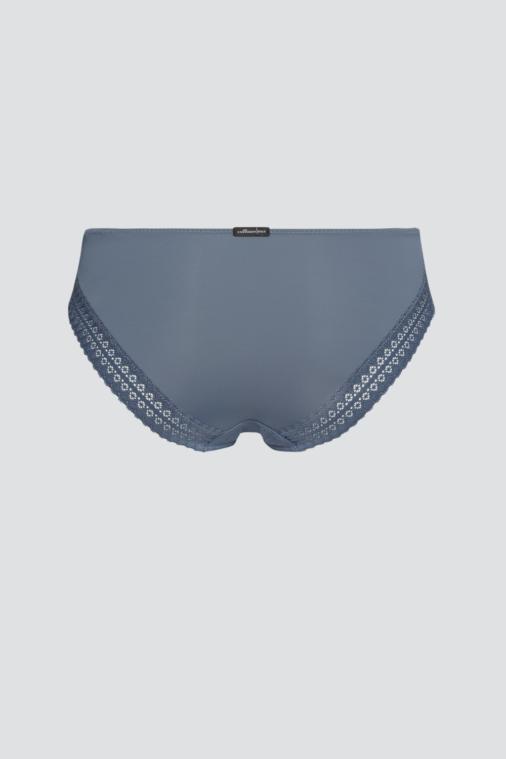 Produktbild Rückansicht Jazz-Pants von Comazo in der Farbe Stahl mit verführerischen Spitzendetails und grafischem Muster