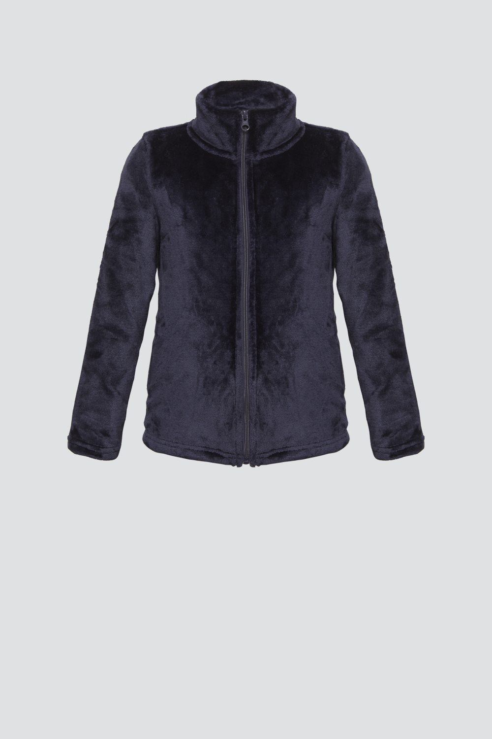 Vorderansicht Mädchen Fleecejacke Farbe Indigo